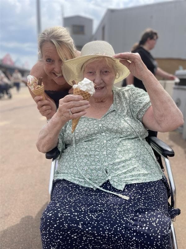 Two women enjoying ice cream